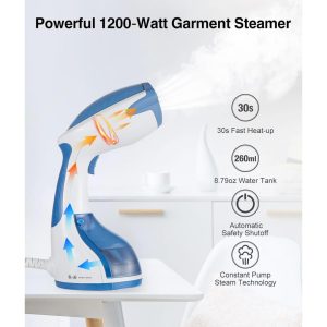 1200W Portable Handheld Garment Steamer | 30s Fast Heat-Up | 260ml Detachable Tank | Auto-Off Safety
