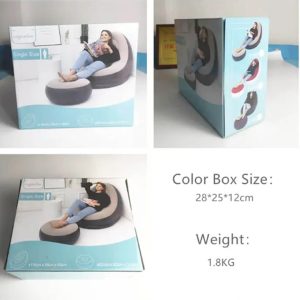 Thickened Flocking Inflatable Sofa with Footstool | Lazy Sofa Bed Set