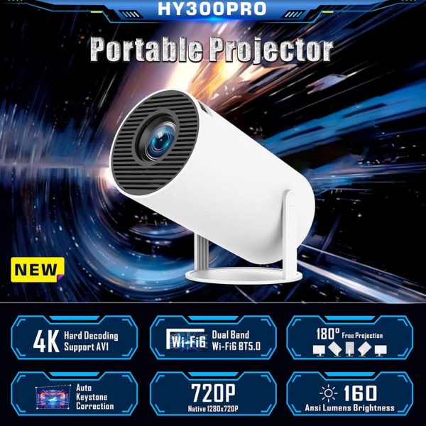 4K HD WiFi Projector | Portable Smart Projector with Bluetooth 5.0 & WiFi6 | Home Cinema Experience - Image 2