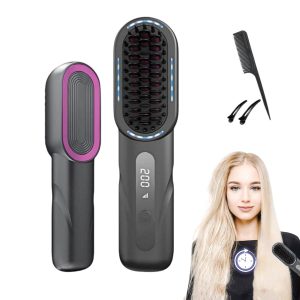 Straight Hair Comb A+ – Fast Heating, 4 Temperature Settings, USB Charging, Built-in Comb for Straight & Curly Hair – UAE
