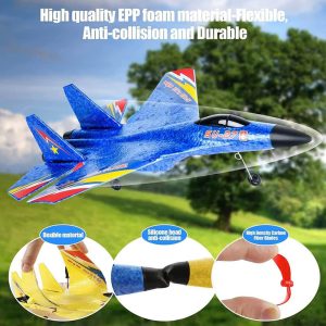SU-27 RC Airplane | 2.4GHz 2-Channel Remote Control | Gyro Stabilization | LED Night Lights | Beginner-Friendly | Multicolor