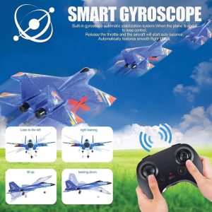 SU-27 RC Airplane | 2.4GHz 2-Channel Remote Control | Gyro Stabilization | LED Night Lights | Beginner-Friendly | Multicolor