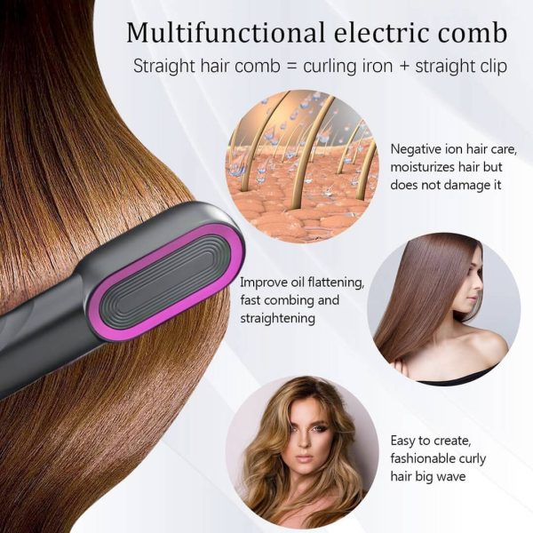 Straight Hair Comb Rechargeable | Built-In Comb | Fast Heating | 4 Temperature Settings | USB Charging - Image 3