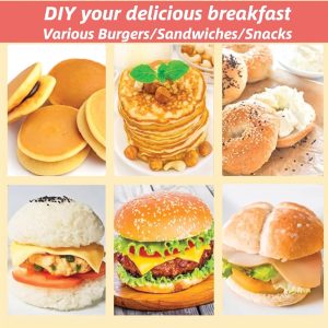NALACAL 3-in-1 Breakfast Sandwich Maker | Egg McMuffin Maker | Nonstick Sandwich Grill | Electric Toaster | Multi-Use Breakfast Cooker