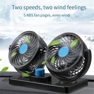 Portable 12V/24V Car Mini Fan | Dual-Speed Cooling Fan with 360° Rotation | Low Noise | Energy Efficient | Ideal for Cars, Trucks & Buses in UAE