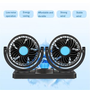 Portable 12V/24V Car Mini Fan | Dual-Speed Cooling Fan with 360° Rotation | Low Noise | Energy Efficient | Ideal for Cars, Trucks & Buses in UAE
