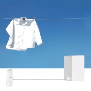 Wall-Mounted Retractable Clothesline – 13.8 Feet (White) Heavy-Duty Stainless Steel | Ideal for Balconies and Laundry | Space-Saving Dryer for UAE Homes