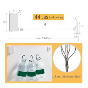 Wall-Mounted Retractable Clothesline – 13.8 Feet (White) Heavy-Duty Stainless Steel | Ideal for Balconies and Laundry | Space-Saving Dryer for UAE Homes