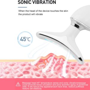 ES‑1081 3‑in‑1 Neck & Face Massager | 3 Color LED Therapy | Anti-Wrinkle | Thermal & Vibration | Face Sculpting Tool – White Massager