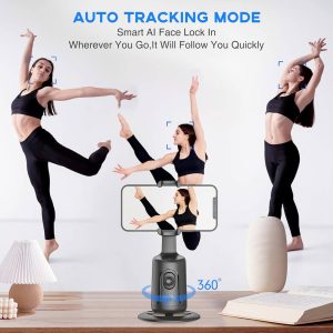BRITUMS Automatic Tracking Phone Holder | 360° Rotation | Built-in Camera & Image Processor | No App Required | Ideal for Live Streaming & Video Calls