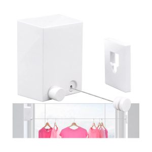 BESy Tormeti Retractable Clothesline – Adjustable Wall-Mounted Laundry Line with 4m Drying Space | AOS - Anam Official Store UAE