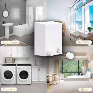 Wall-Mounted Retractable Clothesline – 13.8 Feet (White) Heavy-Duty Stainless Steel | Ideal for Balconies and Laundry | Space-Saving Dryer for UAE Homes