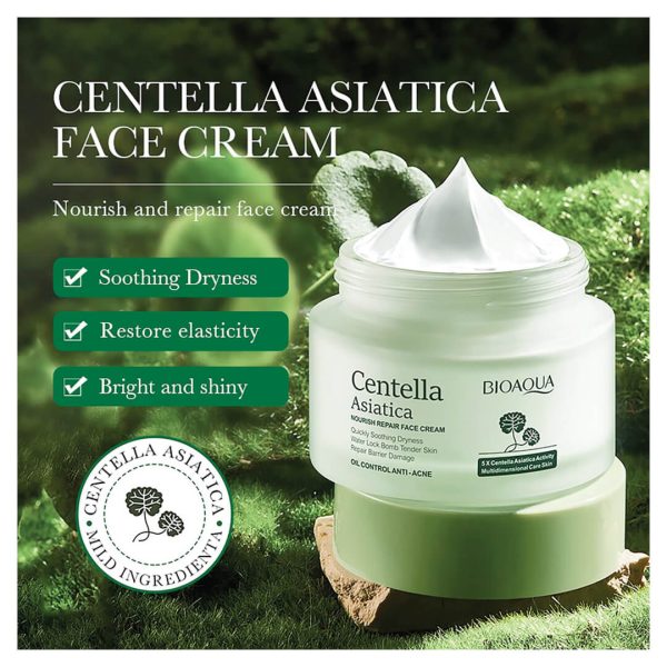 Bioaqua Centella Asiatica Nourish Repair Face Cream | Soothing Dryness & Moisturizing | Oil Control & Anti-Acne Skincare | 50g (1.76oz) - Image 3