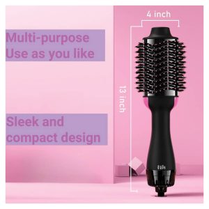 2-in-1 Hair Dryer & Styler Volumizer with Negative Ion | Anti-Frizz Ceramic Titanium Barrel | 75mm Oval Shape | 360° Rotation | Suitable for All Hair Types