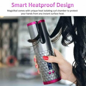 Cordless Automatic Hair Curler with LCD Display | USB Rechargeable | Ceramic Barrel | Portable & Travel-Friendly