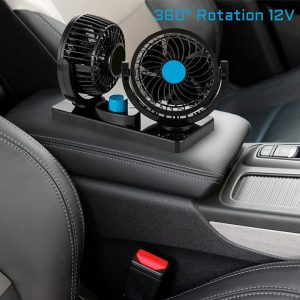 Portable 12V/24V Car Mini Fan | Dual-Speed Cooling Fan with 360° Rotation | Low Noise | Energy Efficient | Ideal for Cars, Trucks & Buses in UAE