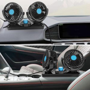 Portable 12V/24V Car Mini Fan | Dual-Speed Cooling Fan with 360° Rotation | Low Noise | Energy Efficient | Ideal for Cars, Trucks & Buses in UAE