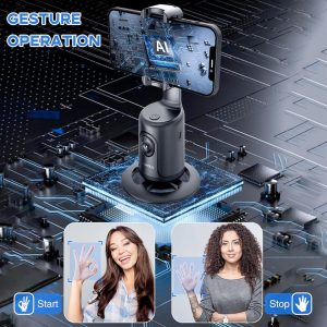 BRITUMS Automatic Tracking Phone Holder | 360° Rotation | Built-in Camera & Image Processor | No App Required | Ideal for Live Streaming & Video Calls
