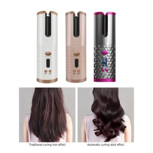 Cordless Automatic Hair Curler with LCD Display | USB Rechargeable | Ceramic Barrel | Portable & Travel-Friendly