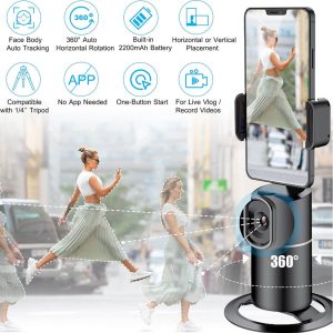 BRITUMS Automatic Tracking Phone Holder | 360° Rotation | Built-in Camera & Image Processor | No App Required | Ideal for Live Streaming & Video Calls
