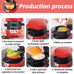 NALACAL 3-in-1 Breakfast Sandwich Maker | Egg McMuffin Maker | Nonstick Sandwich Grill | Electric Toaster | Multi-Use Breakfast Cooker