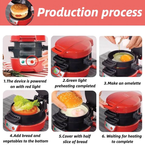 NALACAL 3-in-1 Breakfast Sandwich Maker | Egg McMuffin Maker | Nonstick Sandwich Grill | Electric Toaster | Multi-Use Breakfast Cooker - Image 6