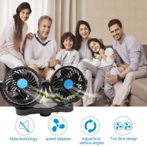 Portable 12V/24V Car Mini Fan | Dual-Speed Cooling Fan with 360° Rotation | Low Noise | Energy Efficient | Ideal for Cars, Trucks & Buses in UAE