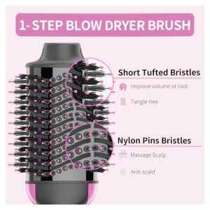 2-in-1 Hair Dryer & Styler Volumizer with Negative Ion | Anti-Frizz Ceramic Titanium Barrel | 75mm Oval Shape | 360° Rotation | Suitable for All Hair Types