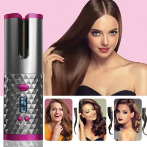 Cordless Automatic Hair Curler with LCD Display | USB Rechargeable | Ceramic Barrel | Portable & Travel-Friendly