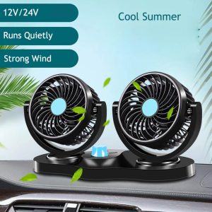 Portable 12V/24V Car Mini Fan | Dual-Speed Cooling Fan with 360° Rotation | Low Noise | Energy Efficient | Ideal for Cars, Trucks & Buses in UAE