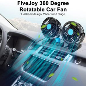 Portable 12V/24V Car Mini Fan | Dual-Speed Cooling Fan with 360° Rotation | Low Noise | Energy Efficient | Ideal for Cars, Trucks & Buses in UAE