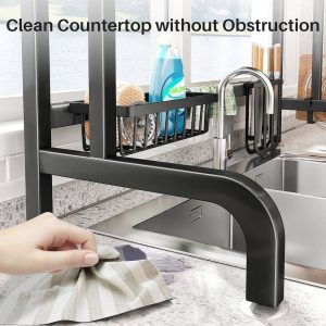 Over the Sink Dish Drying Rack | Large Capacity Stainless Steel Organizer | Foldable Drainer Shelf | Space Saver Kitchen Storage