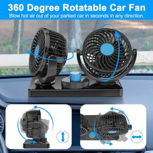 Portable 12V/24V Car Mini Fan | Dual-Speed Cooling Fan with 360° Rotation | Low Noise | Energy Efficient | Ideal for Cars, Trucks & Buses in UAE
