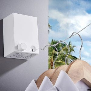 Wall-Mounted Retractable Clothesline – 13.8 Feet (White) Heavy-Duty Stainless Steel | Ideal for Balconies and Laundry | Space-Saving Dryer for UAE Homes
