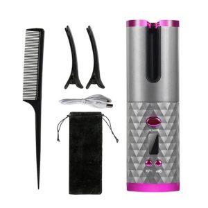 Cordless Automatic Hair Curler with LCD Display | USB Rechargeable | Ceramic Barrel | Portable & Travel-Friendly