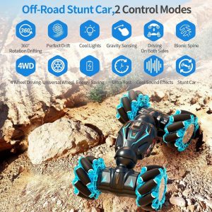 Stunt Car 4WD 2.4GHz Remote Control Gesture Sensor Toy Car | 360° Rotating Off-Road Vehicle with Lights & Music