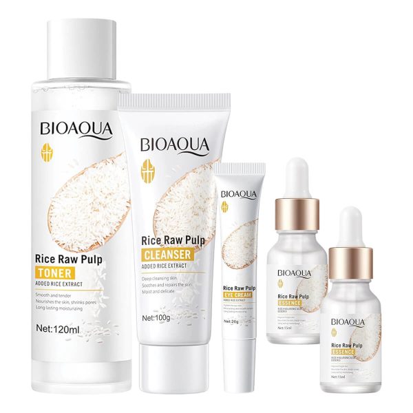 Rosarden Rice Raw Pulp 5-Piece Skin Care Set – Hydrating, Anti-Aging, and Firming Skin Care Kit for Women and Teenage Girls in UAE