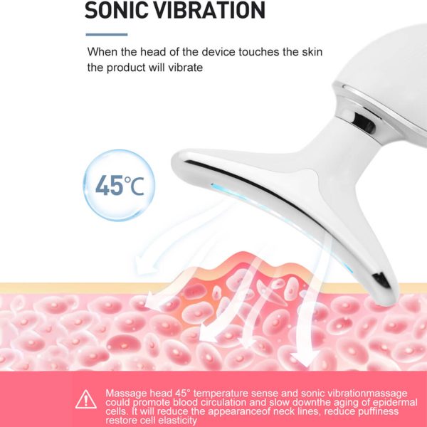 ES‑1081 3‑in‑1 Neck & Face Massager | 3 Color LED Therapy | Anti-Wrinkle | Thermal & Vibration | Face Sculpting Tool – White Massager - Image 13