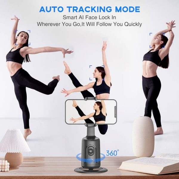 BRITUMS Automatic Tracking Phone Holder | 360° Rotation | Built-in Camera & Image Processor | No App Required | Ideal for Live Streaming & Video Calls - Image 6