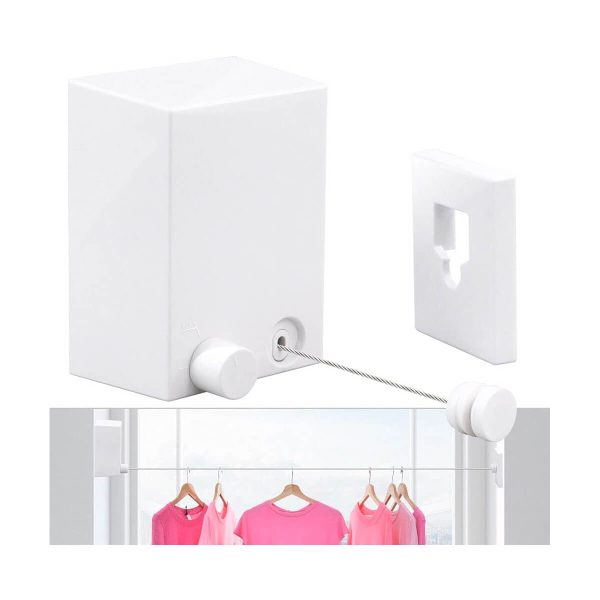 BESy Tormeti Retractable Clothesline – Adjustable Wall-Mounted Laundry Line with 4m Drying Space | AOS - Anam Official Store UAE