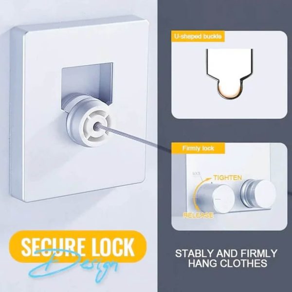 Wall-Mounted Retractable Clothesline – 13.8 Feet (White) Heavy-Duty Stainless Steel | Ideal for Balconies and Laundry | Space-Saving Dryer for UAE Homes - Image 6