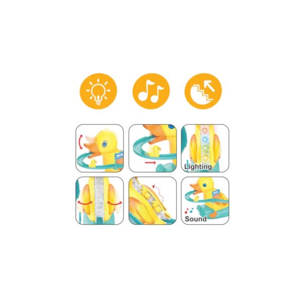 Mini Duck Climbing Stairs Toy – Interactive Roller Coaster with Music & Lights - Image 2