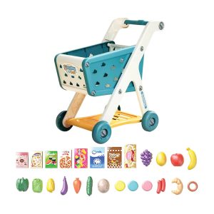 Kids Shopping Cart Trolley Play Set with Pretend Food and Accessories – Ideal for Toddlers and Children in UAE