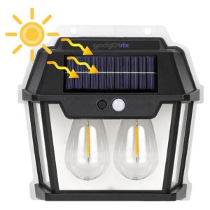 Outdoor Solar Wall Light with Motion Sensor | Wireless Auto-Chargeable | Dusk to Dawn Security Lamp | Porch, Patio & Garden Lighting