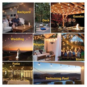 Outdoor String Lights | Commercial Grade Festoon Lights | 10 Meter | 20 LED Bulbs | Waterproof | Decorative Hanging Light for Patio, Garden, Porch, Yard