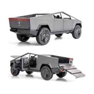 1:32 Tesla Cybertruck Pickup with Motorcycle – Alloy Diecast Model Toy with Sound and Light Features – UAE